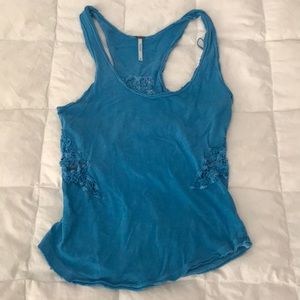 Free People Turquoise blue racer back tank top